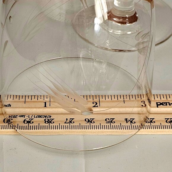 4 Sasaki Wheat Water Ice Tea Glasses etched crystal 5.25" smooth stem 1950s vtg - Picture 6 of 6